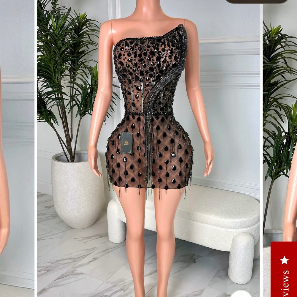Black rhinestone mini birthday dress